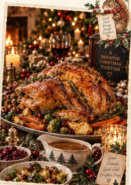 Roast Turkey in festlicher Christmas-Kitchen-Stimmung